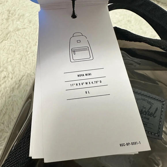 Herschel Clear Bag Nova Mini in Blacksmoke (backpack) NWT - Picture 8 of 9